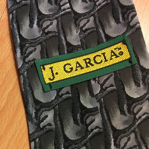J. Garcia Stonehenge Ltd Gray Black Abstract Silk Handmade Tie Grateful Dead EUC - Picture 6 of 6